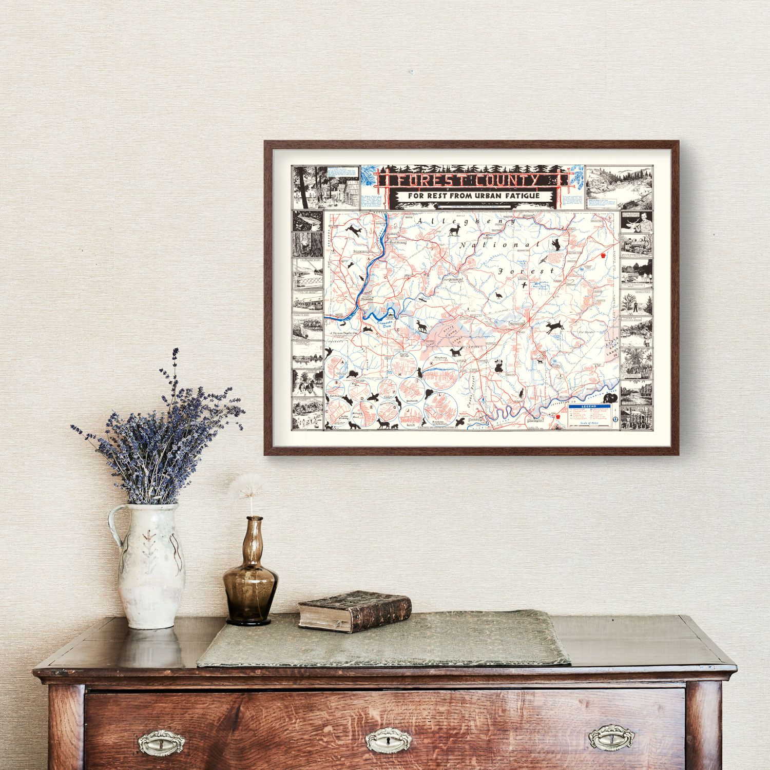 Vintage Map of Forest County, California 1957