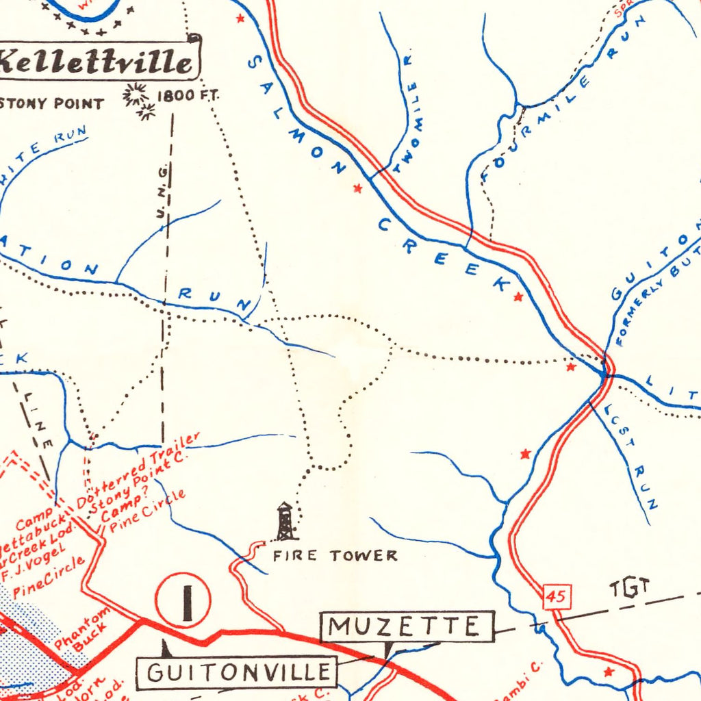 Vintage Map of Forest County, California 1957