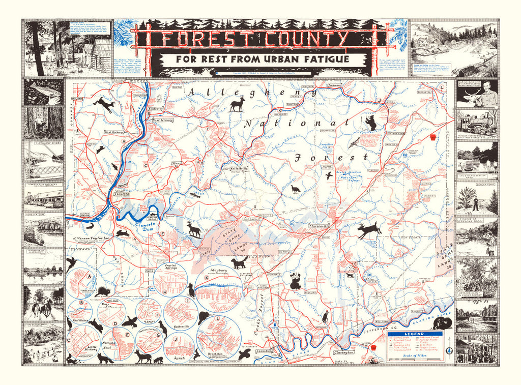 Vintage Map of Forest County, California 1957