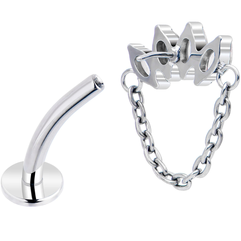 Gem Chain Dangle Titanium Push In Threadless Floating Belly Ring