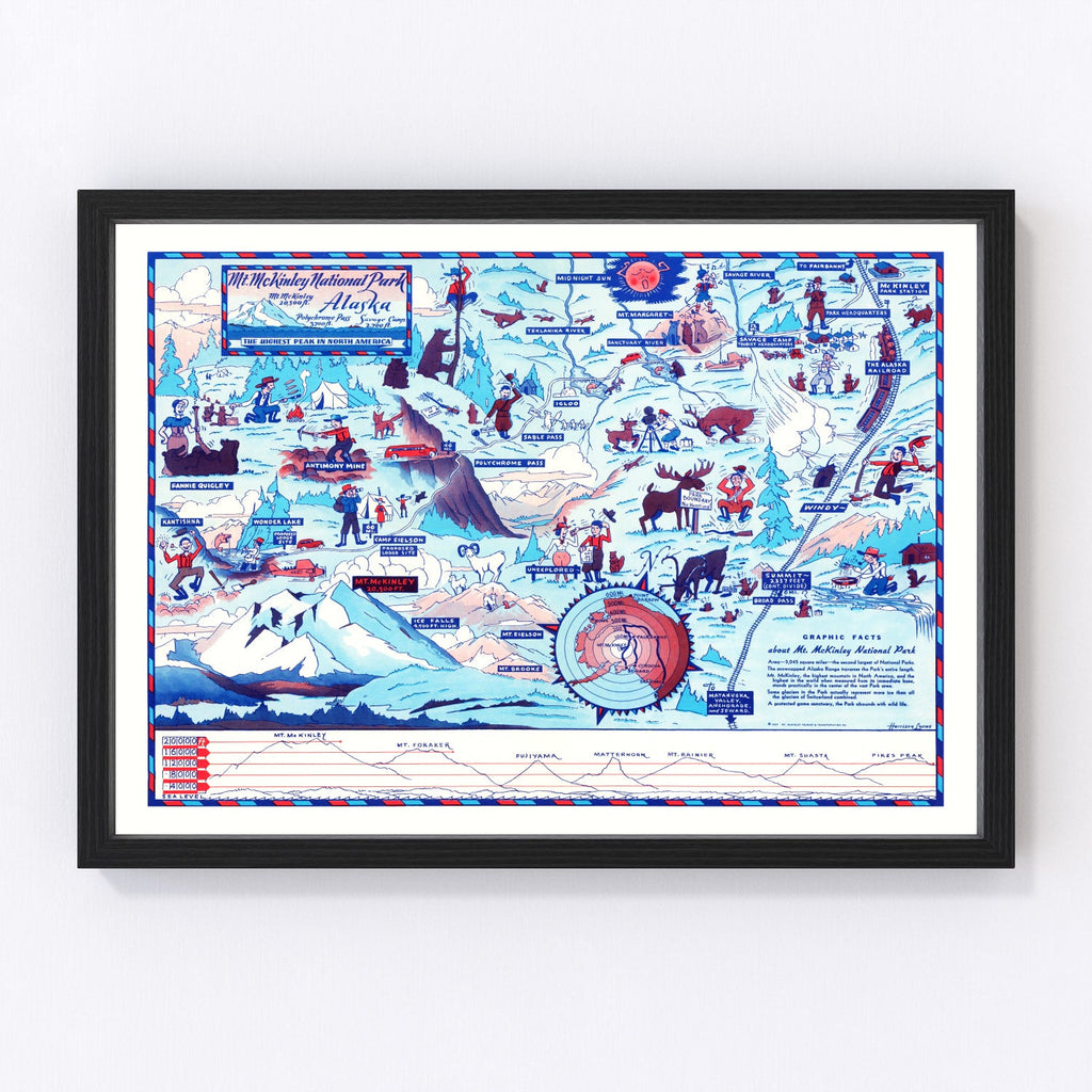 Vintage Map of Mt. McKinley National Park, 1937