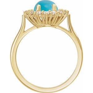 14K Yellow Gold Natural Turquoise & 1/5 CTW Natural Diamond Ring