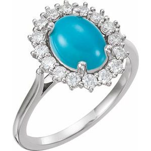 Sterling Silver Natural Turquoise & 1/5 CTW Natural Diamond Ring