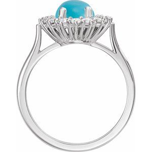 14K White Gold Natural Turquoise & 1/5 CTW Natural Diamond Ring