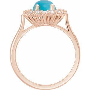 14K Rose Gold Natural Turquoise & 1/5 CTW Natural Diamond Ring