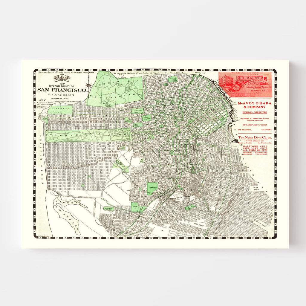 Vintage Map of San Francisco, California 1906