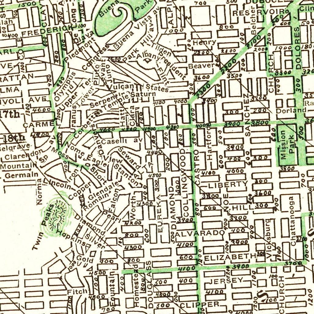 Vintage Map of San Francisco, California 1906