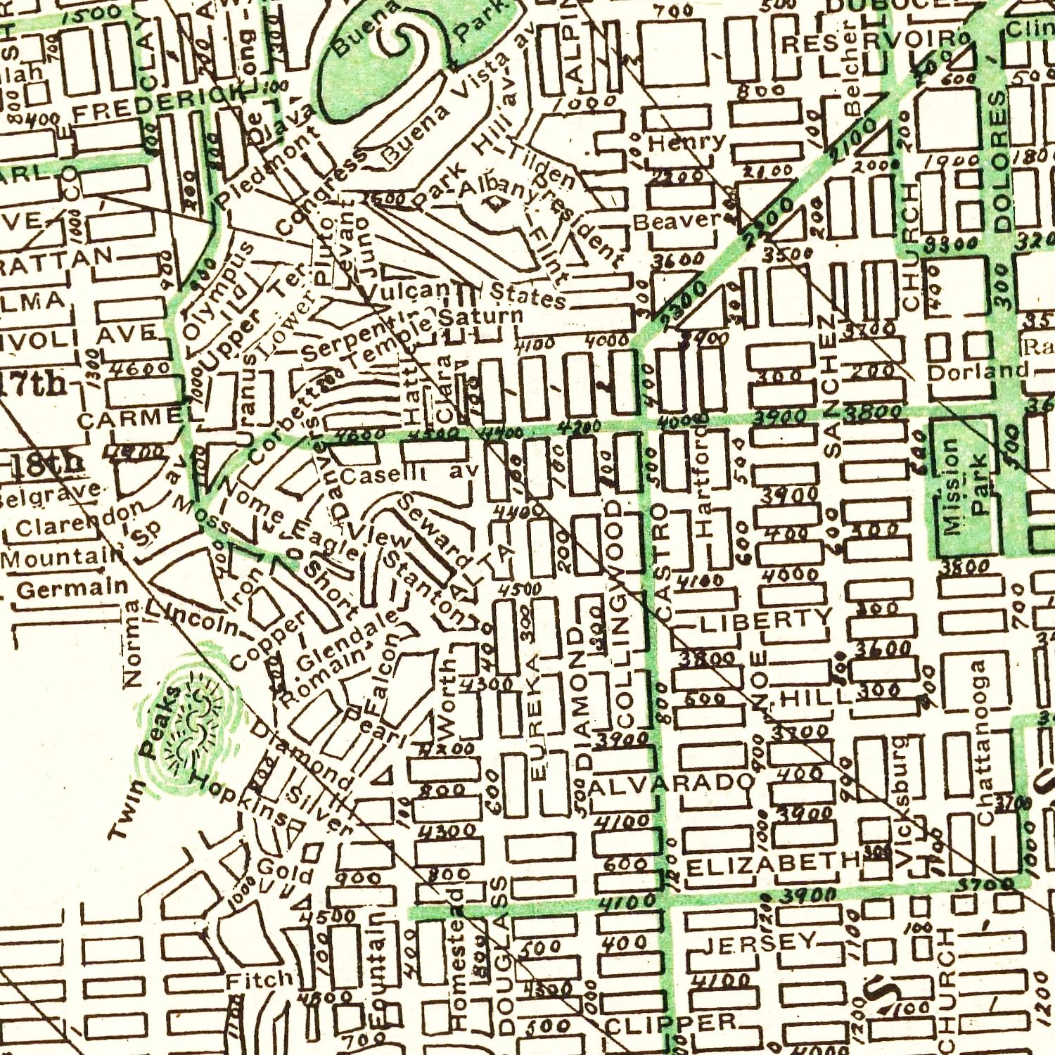 Vintage Map of San Francisco, California 1906