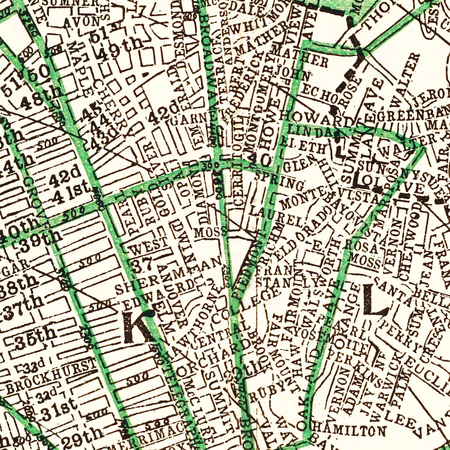 Vintage Map of Oakland, California 1906