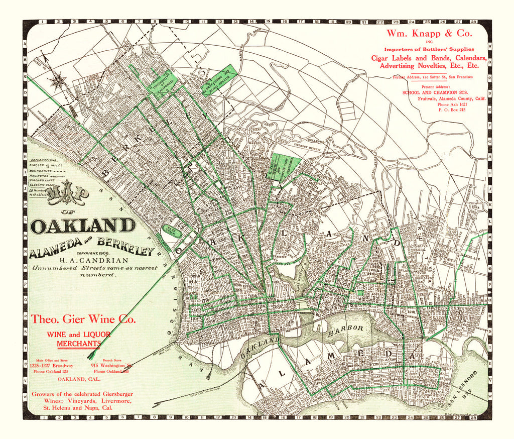 Vintage Map of Oakland, California 1906