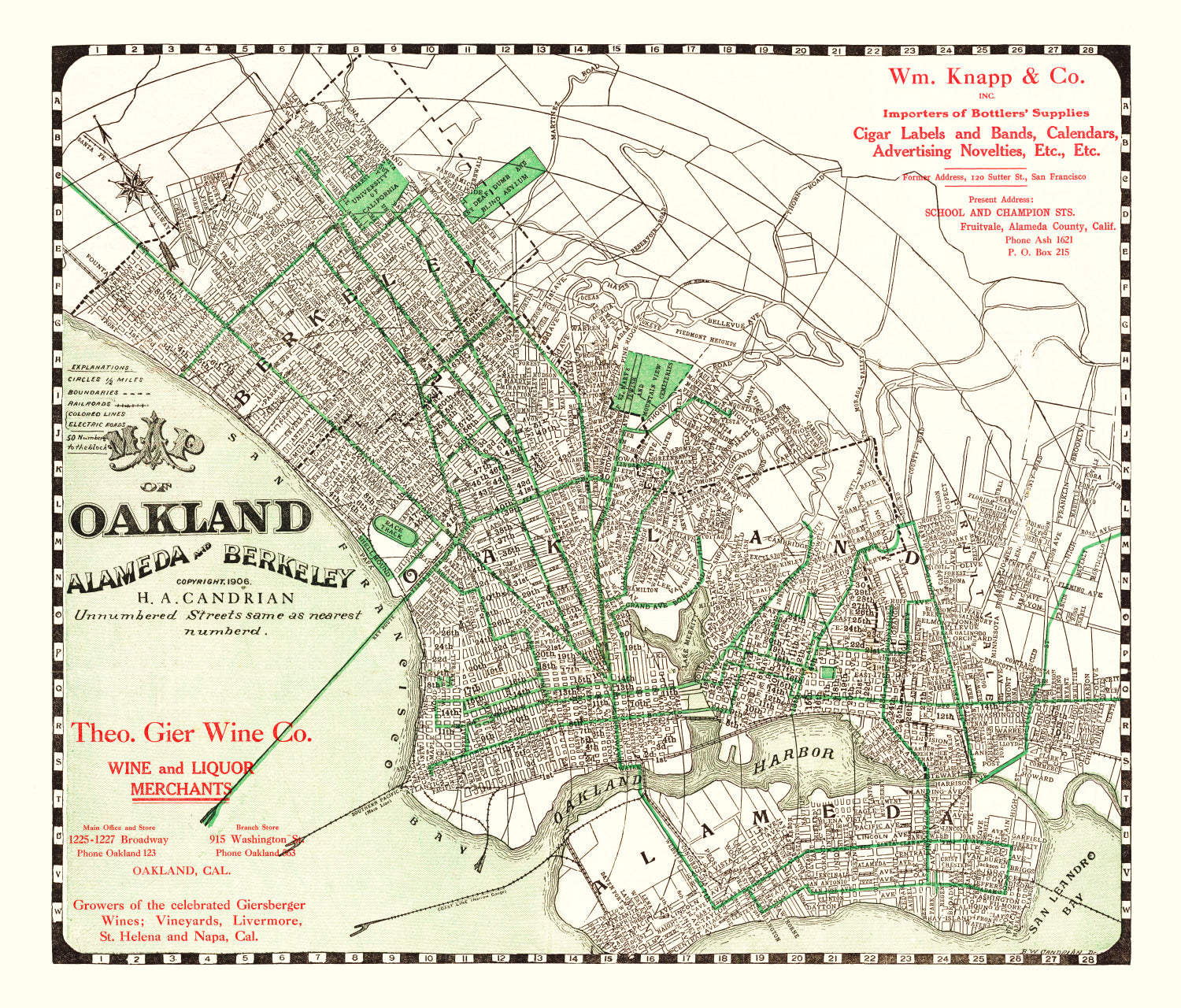 Vintage Map of Oakland, California 1906