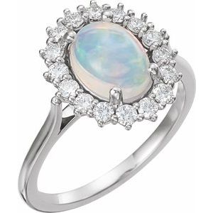 Platinum Natural Ethiopian Opal & 1/5 CTW Natural Diamond Ring