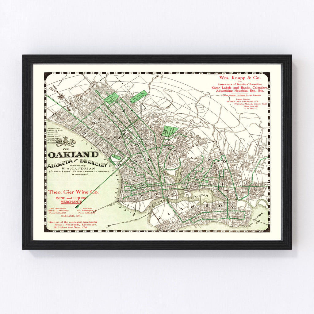 Vintage Map of Oakland, California 1906
