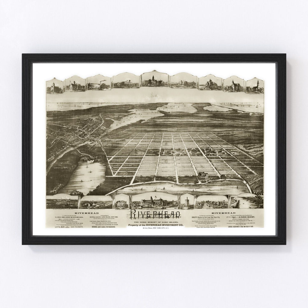 Vintage Map of Riverhead, New York 1890