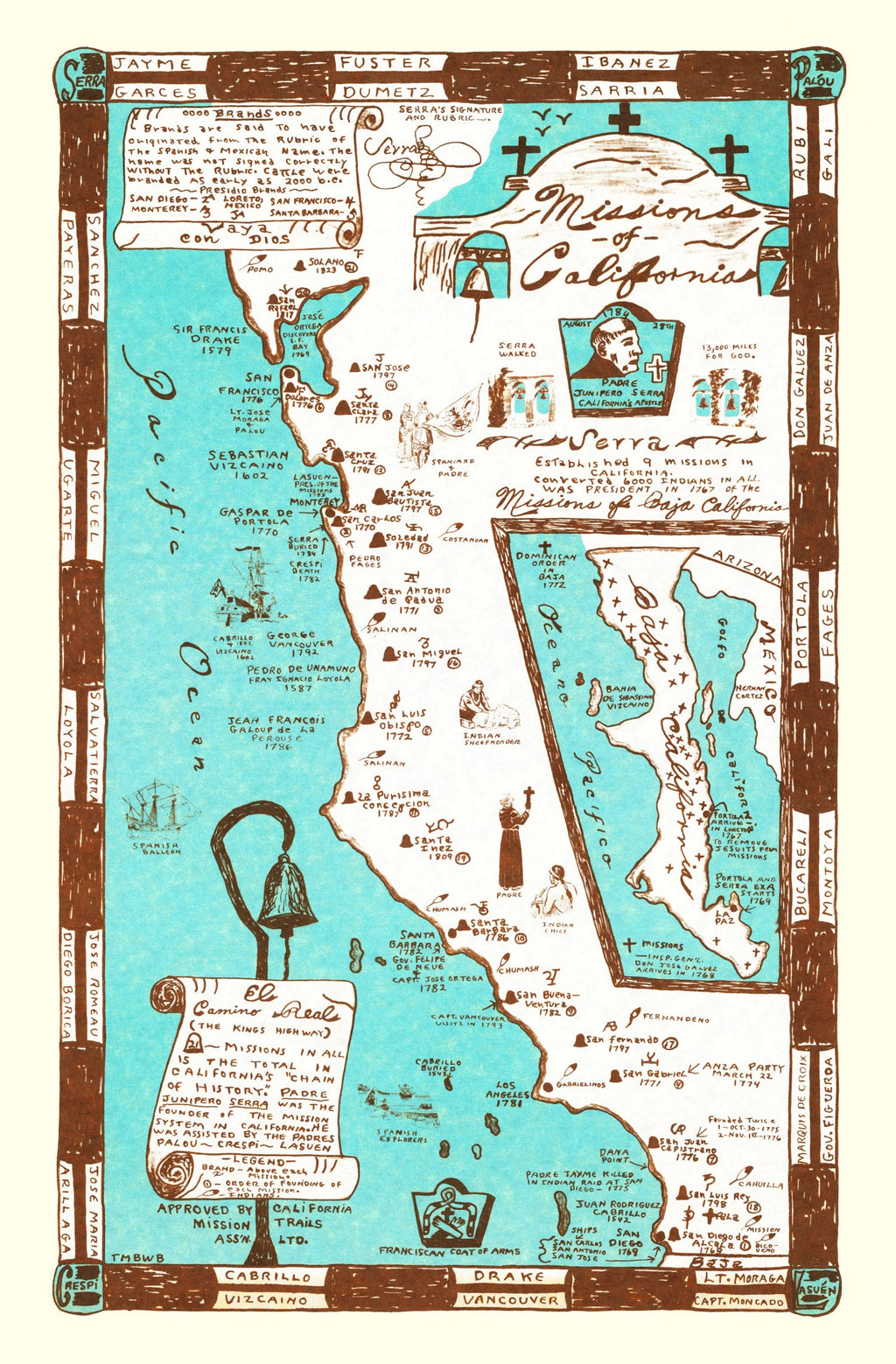 Vintage Map of California 1954