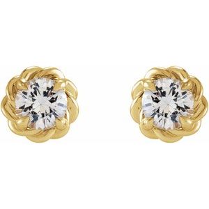 14K Yellow Gold 1/5 CTW Natural Diamond Claw-Prong Rope Earrings – image 2