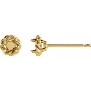 14K Yellow Gold 4 mm Round Claw-Prong Rope Earring Mounting