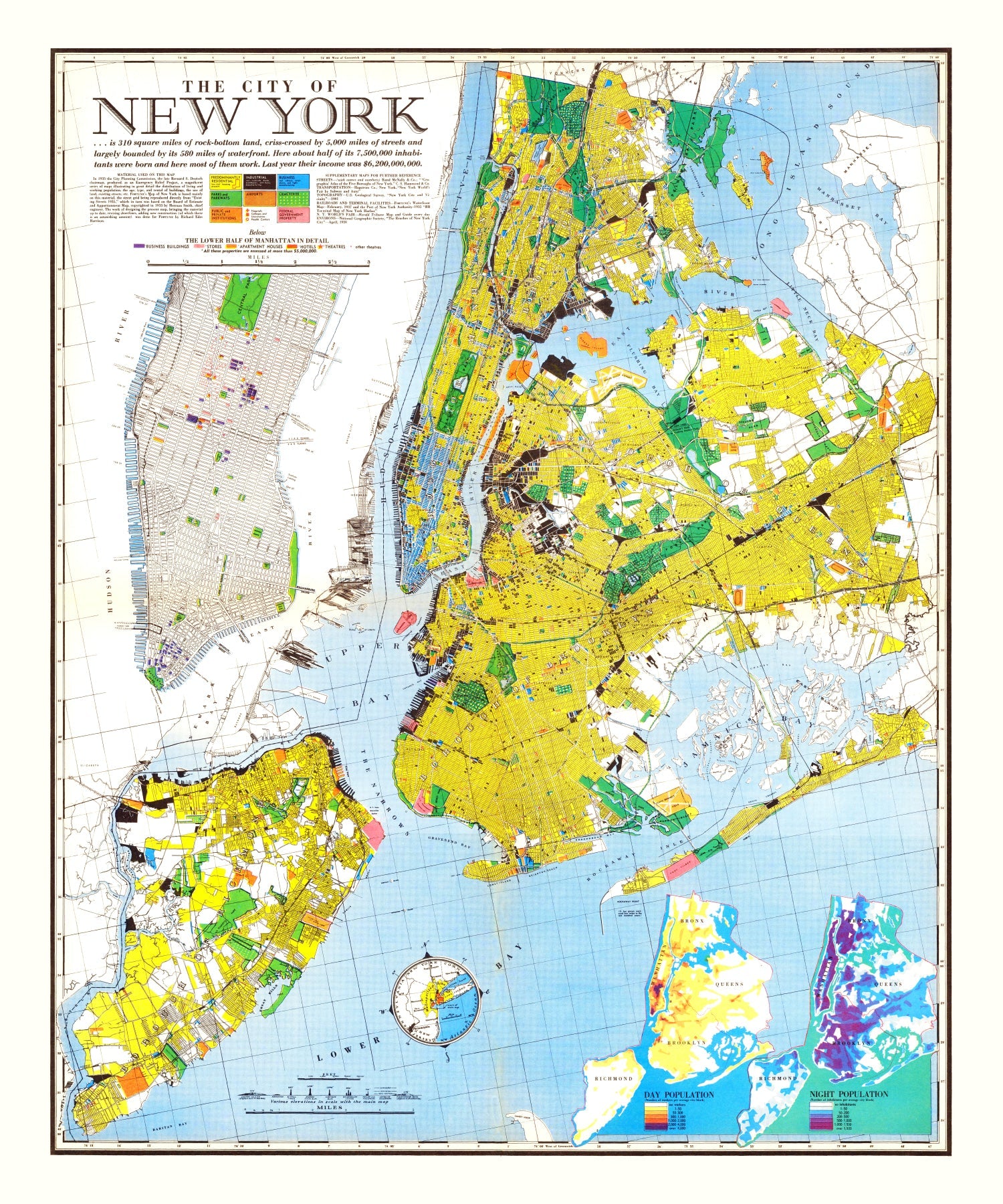 Vintage Map of New York, New York 1939