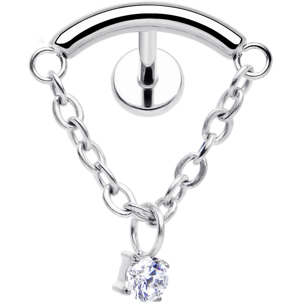 18G 5/16 CZ Gem Titanium Threadless Dangle Hidden Helix Earring