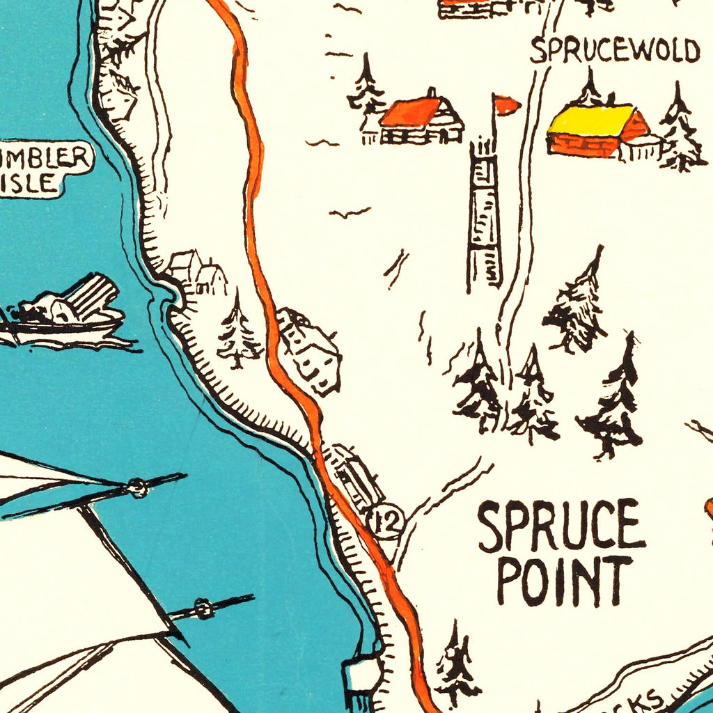 Vintage Map of Boothbay Harbor, 1931