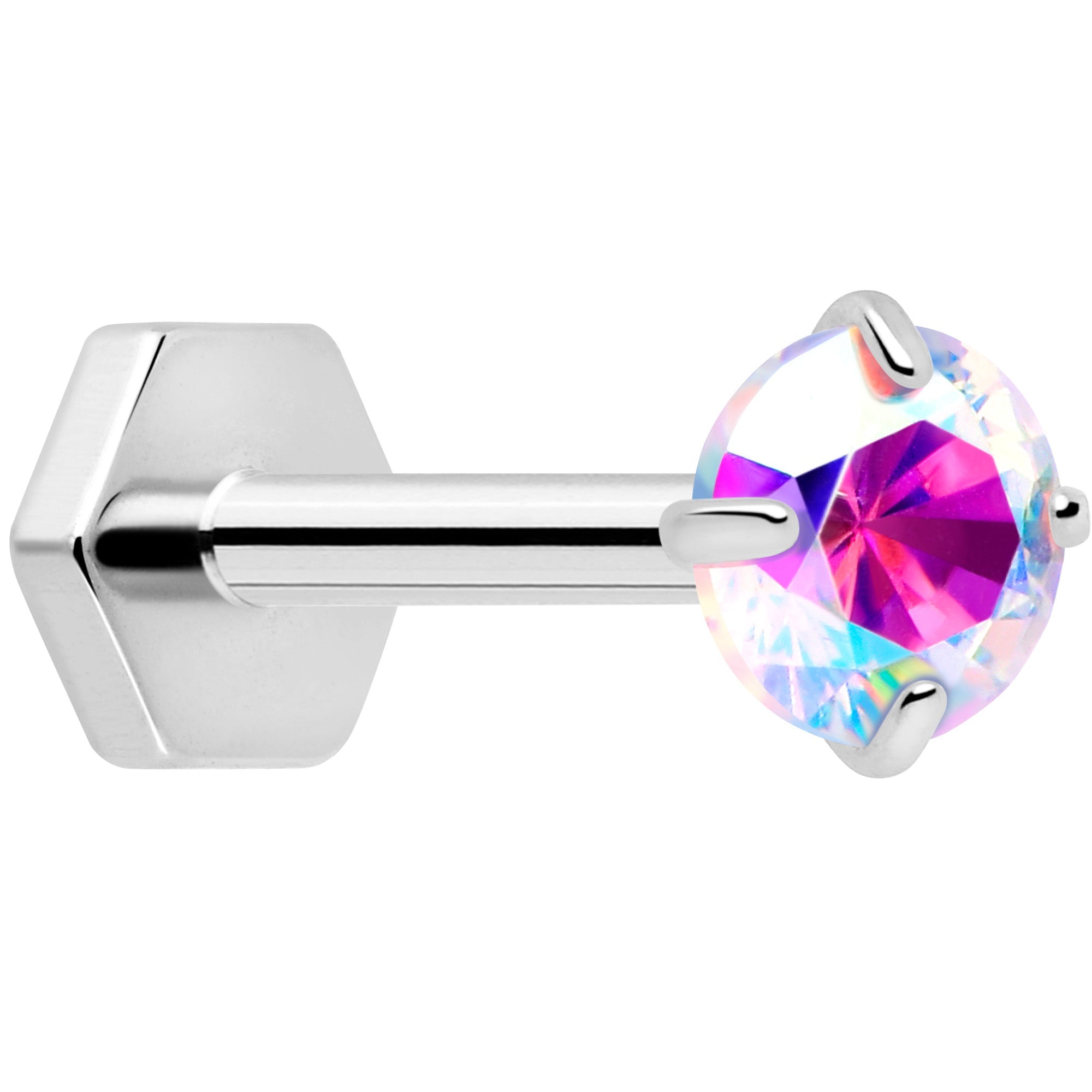 18G 5/16 CZ Implant Grade Titanium Reversible Threadless Flatback