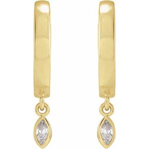 14K White Gold 4x2 mm Marquise Hinged Hoop Earring Mounting – image 2