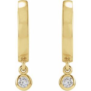 14K Yellow Gold 1/5 CTW Natural Diamond Hinged Hoop Earrings – image 2