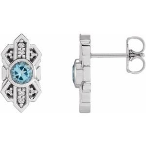Platinum 4 mm Round .07 CTW Natural Diamond Semi-Set Earrings