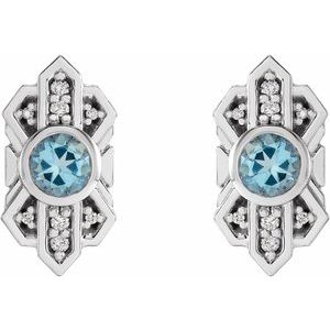 14K Yellow Gold 4 mm Round .07 CTW Natural Diamond Semi-Set Earrings – image 2