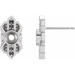Platinum 4 mm Round Art Deco Earring Mounting