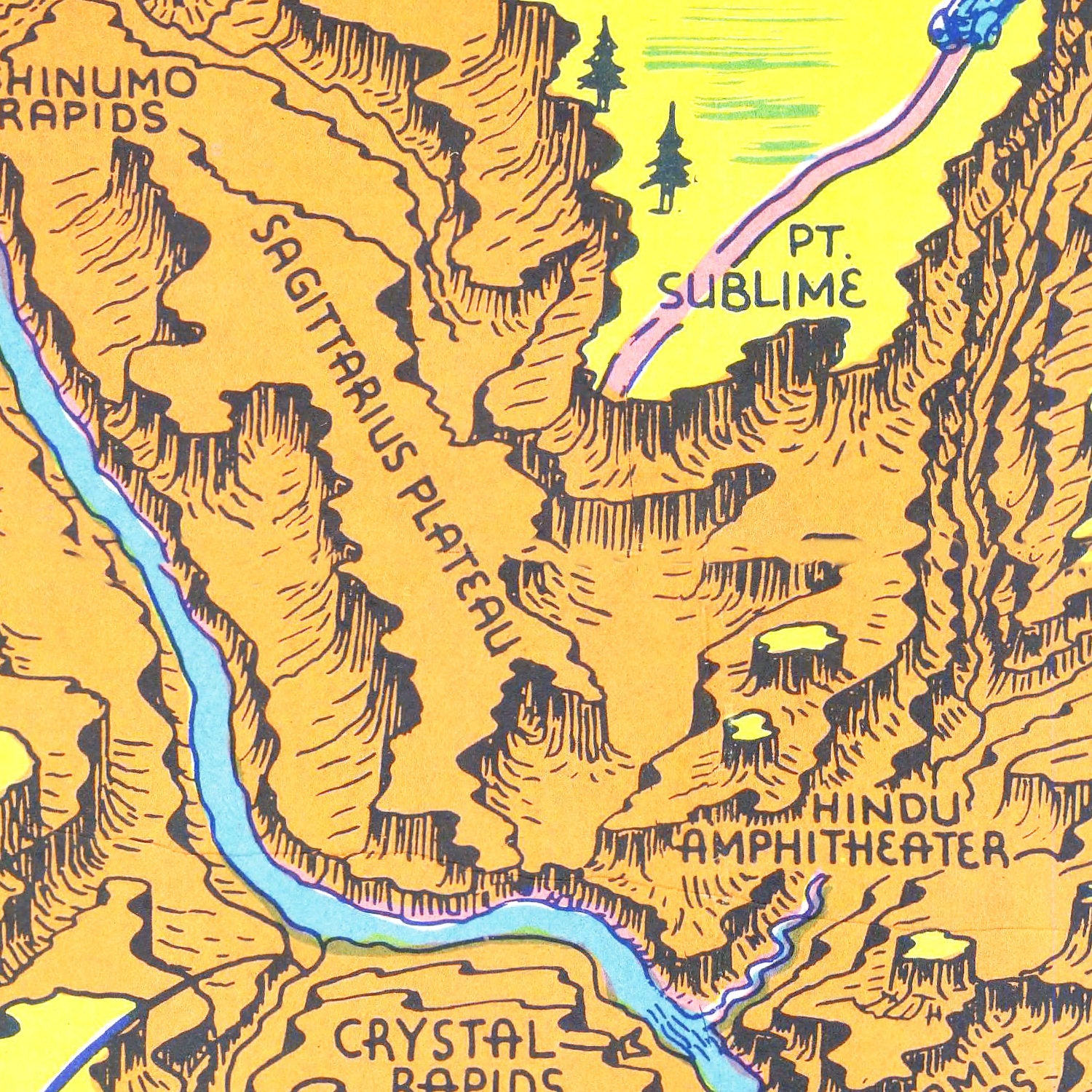Vintage Map of Grand Canyon National Park, 1940