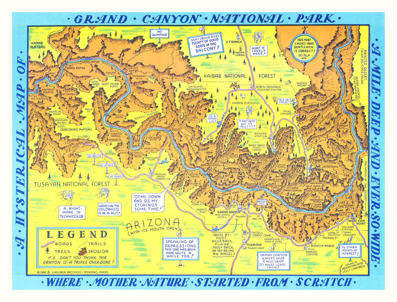 Vintage Map of Grand Canyon National Park, 1940