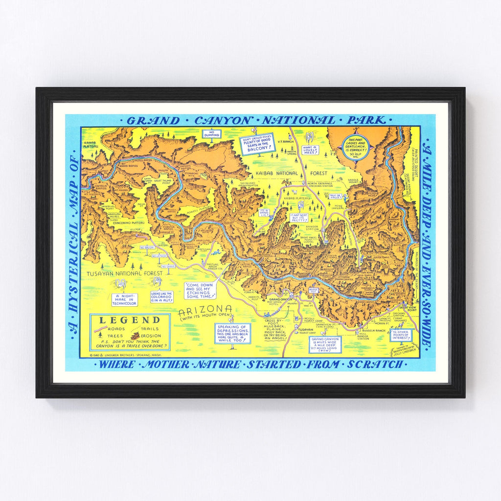 Vintage Map of Grand Canyon National Park, 1940