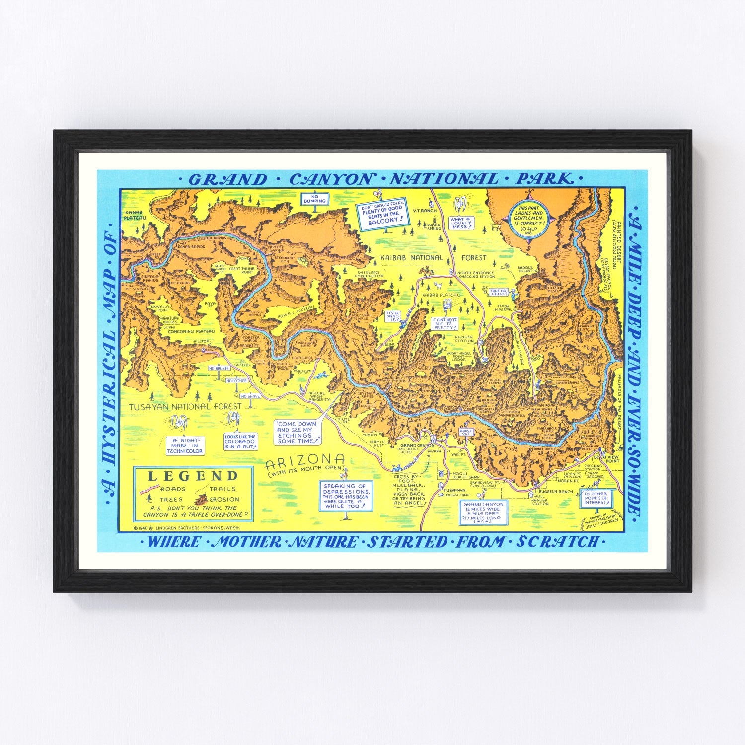Vintage Map of Grand Canyon National Park, 1940