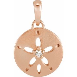 14K Rose Gold .02 CT Natural Diamond Sand Dollar Pendant
