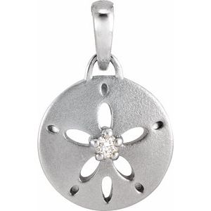 Platinum .02 CT Natural Diamond Sand Dollar Pendant