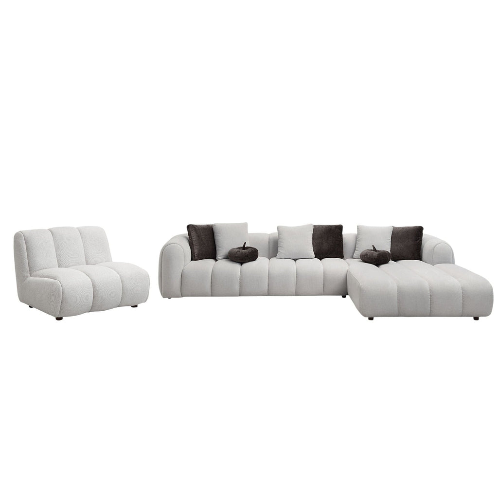 Manilla - Sectional Sofa With Chair - Ivory White