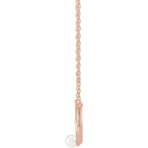 14K Rose Gold Cultured Seed Pearl Circle 18" Necklace