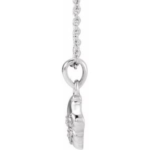 Sterling Silver .03 CTW Natural Diamond Seashell 16-18" Necklace