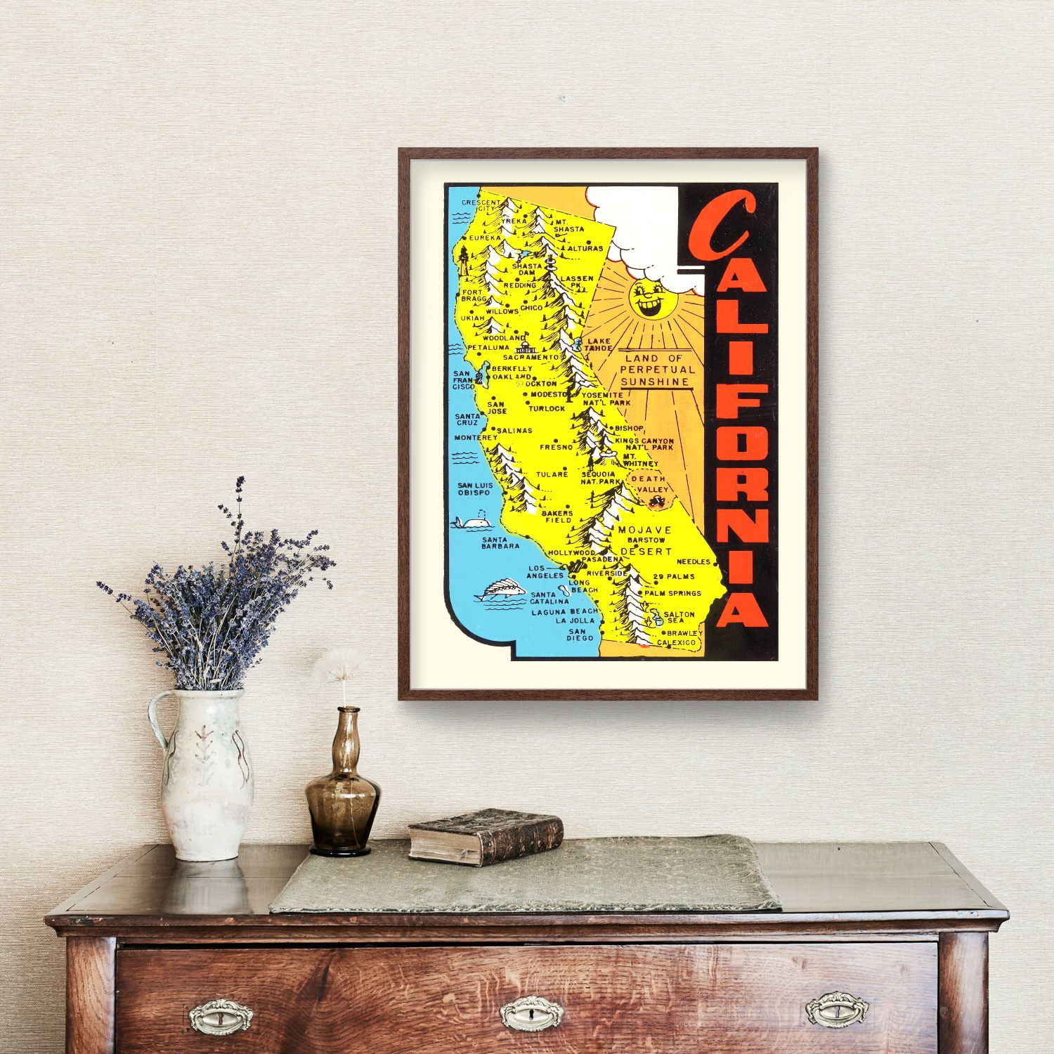 Vintage Map of California 1950
