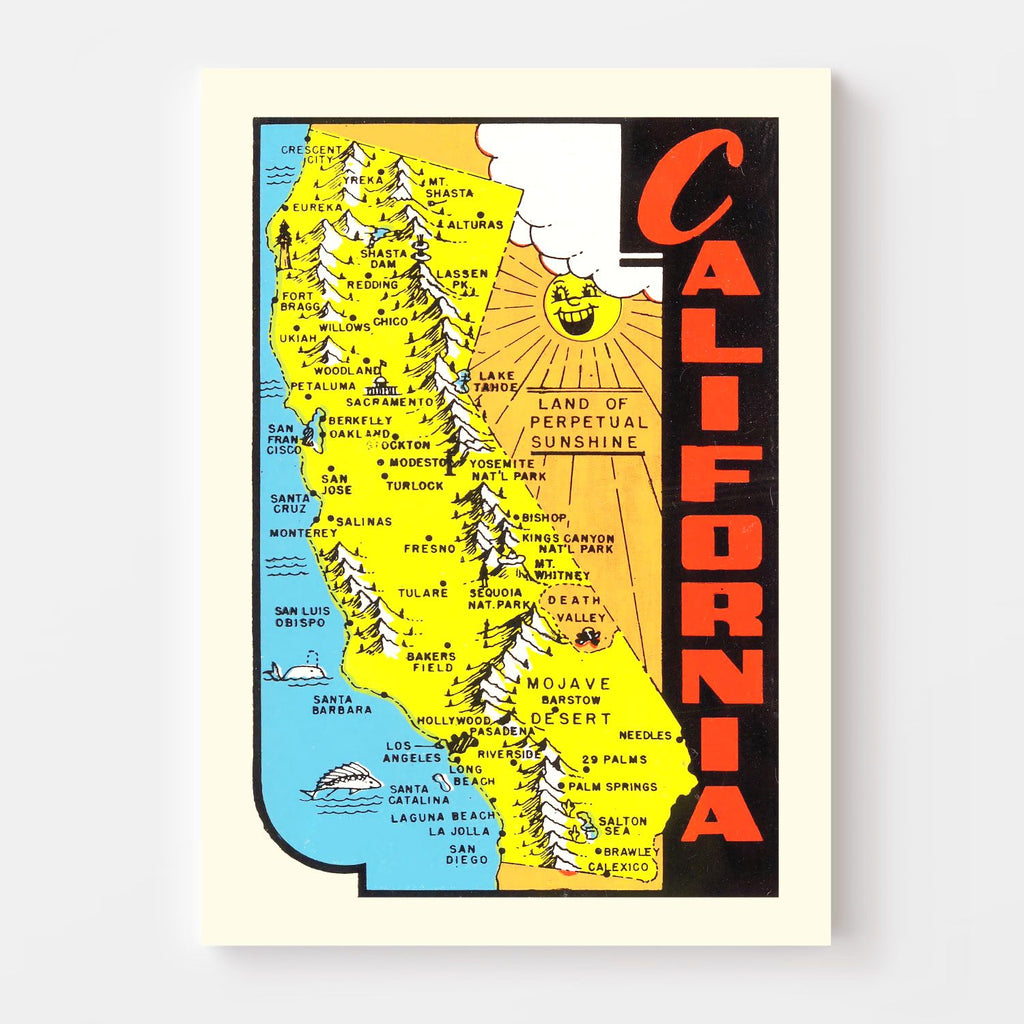 Vintage Map of California 1950