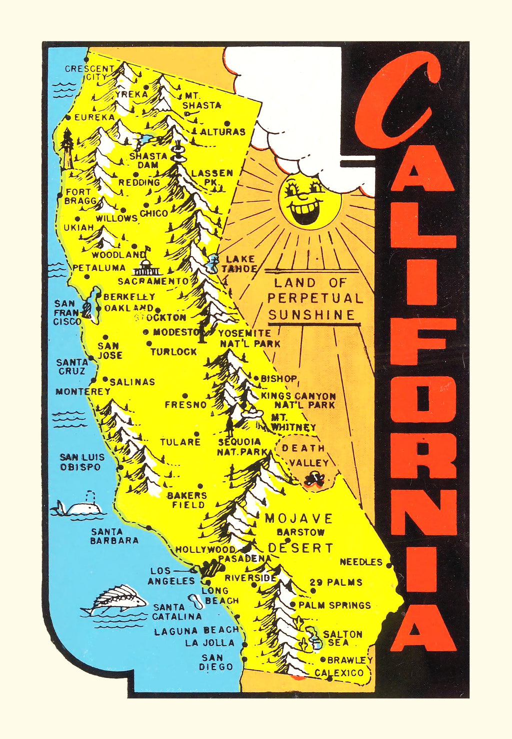 Vintage Map of California 1950