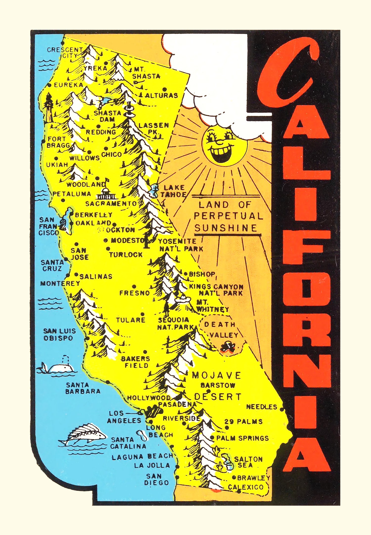 Vintage Map of California 1950