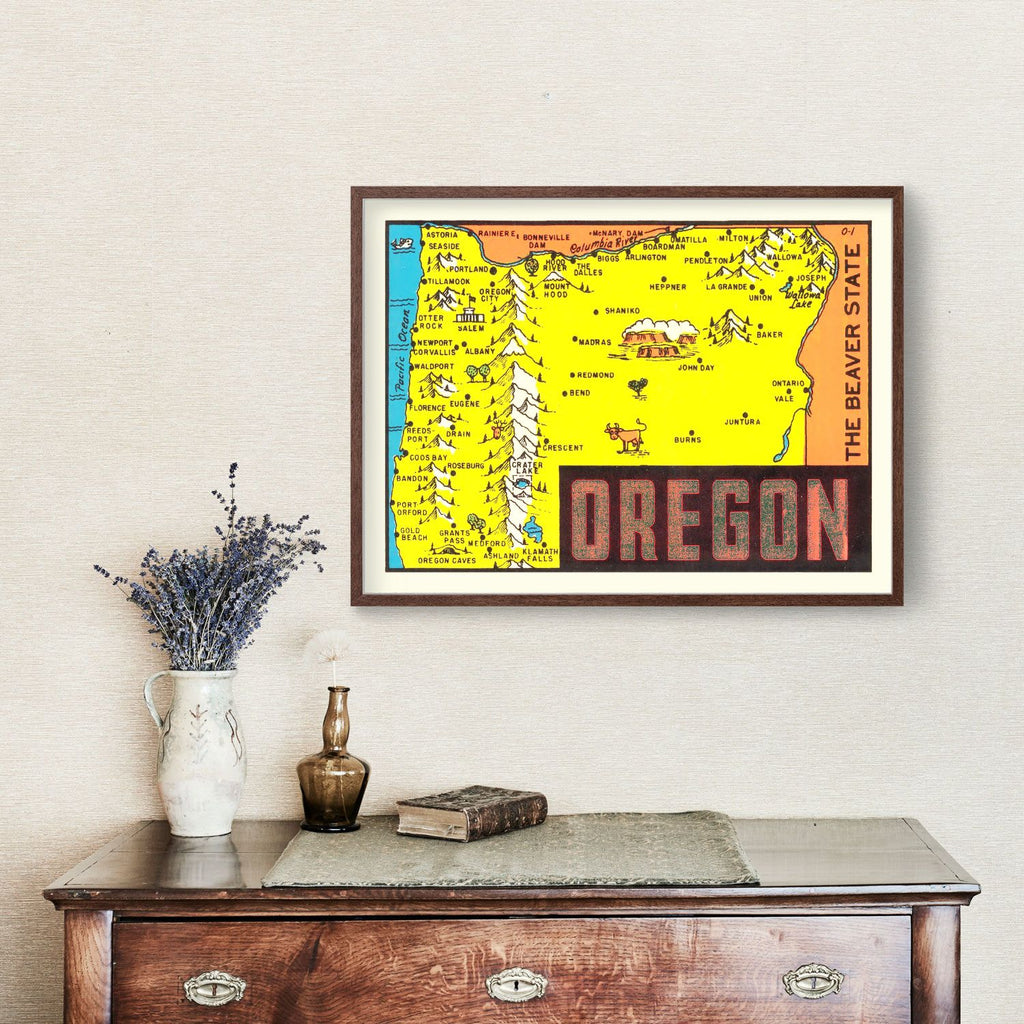 Vintage Map of Oregon 1960