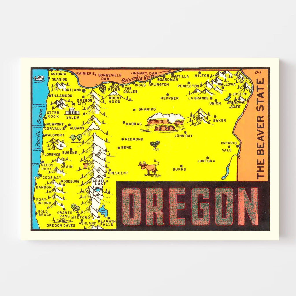 Vintage Map of Oregon 1960