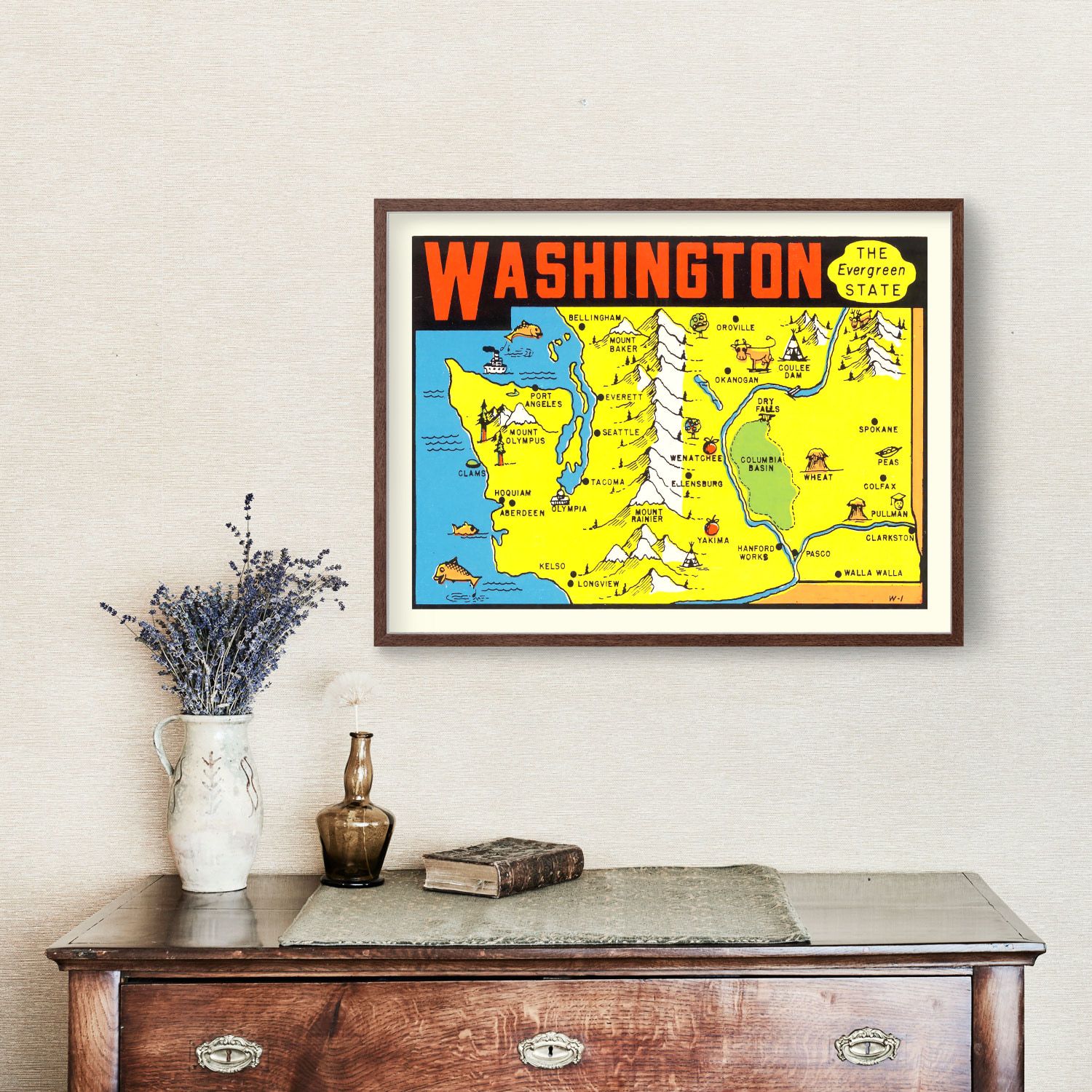 Vintage Map of Washington 1950