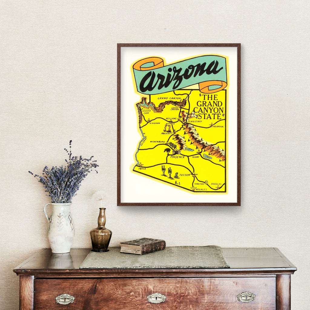 Vintage Map of Arizona 1950