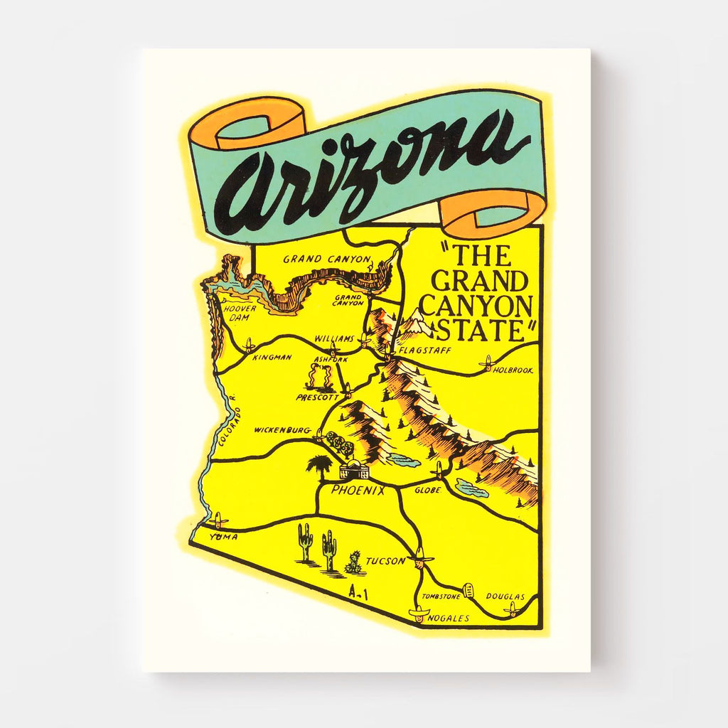 Vintage Map of Arizona 1950