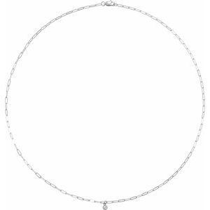 14K White Gold 1/10 CT Natural Diamond Micro Bezel-Set 16" Necklace