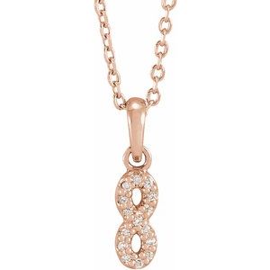 14K Rose Gold .03 CTW Natural Diamond Petite Infinity 16-18" Necklace